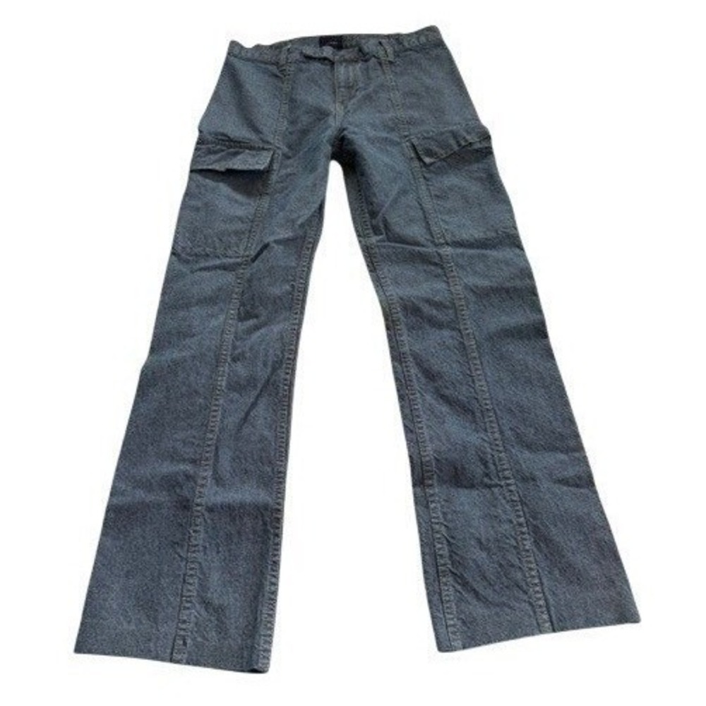 Vintage Y2K Tommy Jeans Womens 7 Denim Cargo Flare‎ Pants Blue Low Rise 30x28